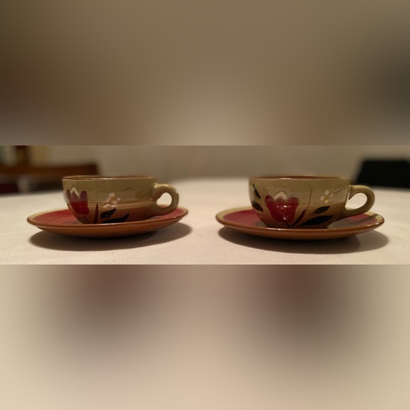 Stangl Pottery 'Magnolia' Flat Cup & Saucer Set  (Set 4) Mid Century Modern - Picture 2 of 8